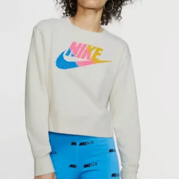 Nike Logo Crop Top Athletic Sweatshirt - Size Large NWOT - Picture 1 of 8